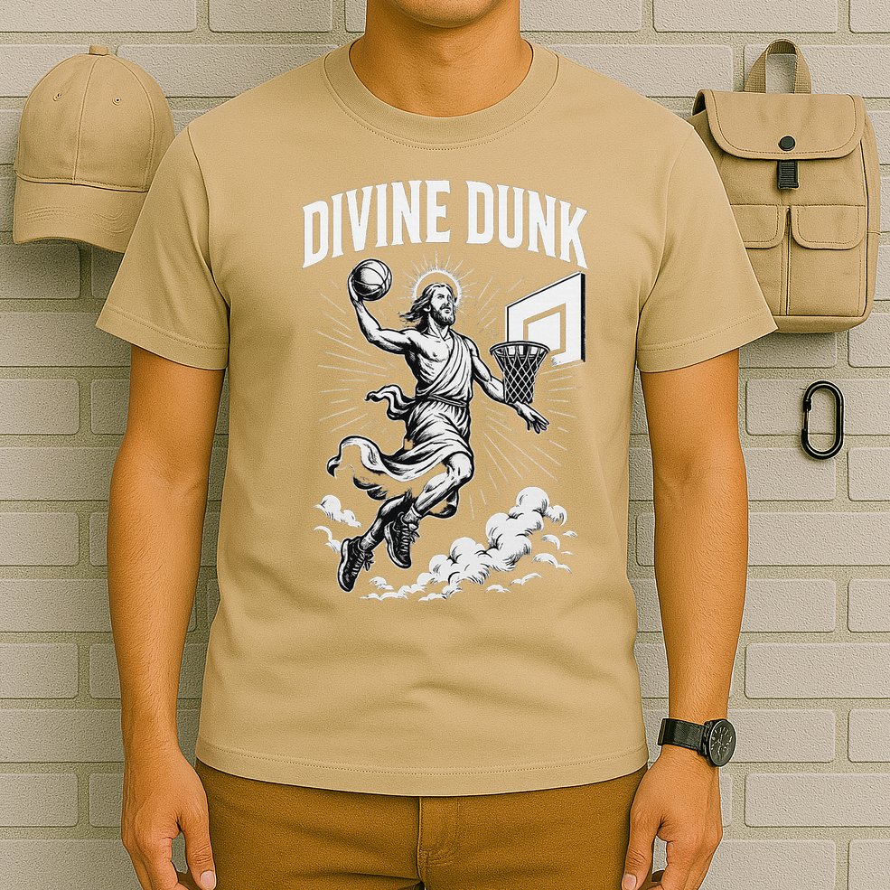Divine Dunk Jesus Basketball Meme Religious Christian T-Shirt