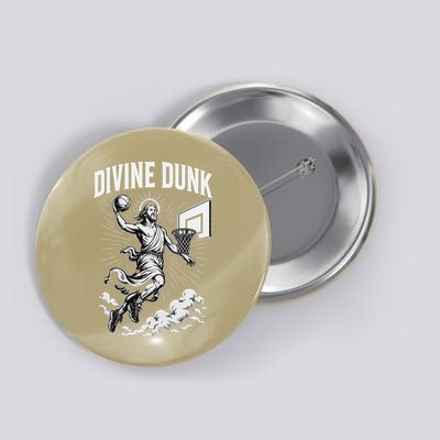Divine Dunk Jesus Basketball Meme Religious Christian Button