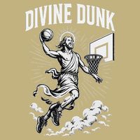 Divine Dunk Jesus Basketball Meme Religious Christian Button