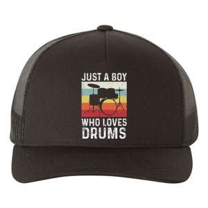 Drummer Drum Just A Boy Who Loves Drums Kit Drumming Yupoong Adult 5-Panel Trucker Hat