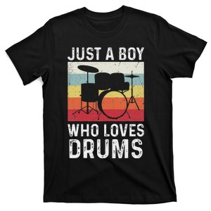 Drummer Drum Just A Boy Who Loves Drums Kit Drumming T-Shirt