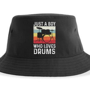 Drummer Drum Just A Boy Who Loves Drums Kit Drumming Sustainable Bucket Hat