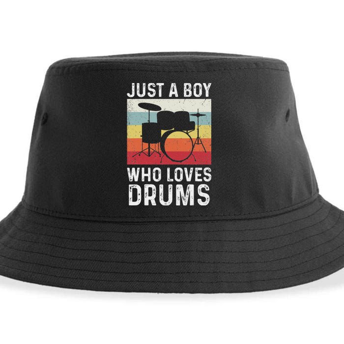 Drummer Drum Just A Boy Who Loves Drums Kit Drumming Sustainable Bucket Hat