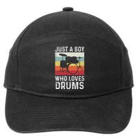 Drummer Drum Just A Boy Who Loves Drums Kit Drumming 7-Panel Snapback Hat