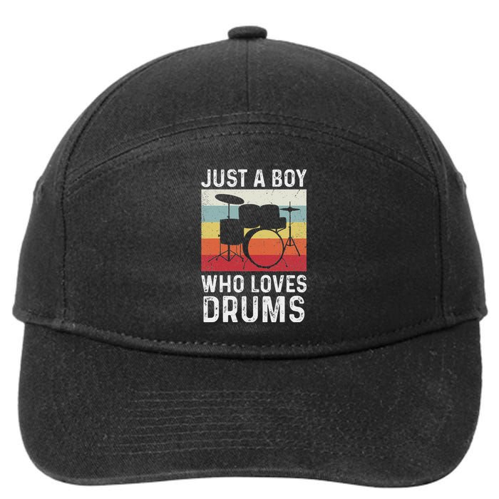 Drummer Drum Just A Boy Who Loves Drums Kit Drumming 7-Panel Snapback Hat