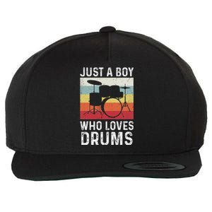 Drummer Drum Just A Boy Who Loves Drums Kit Drumming Wool Snapback Cap