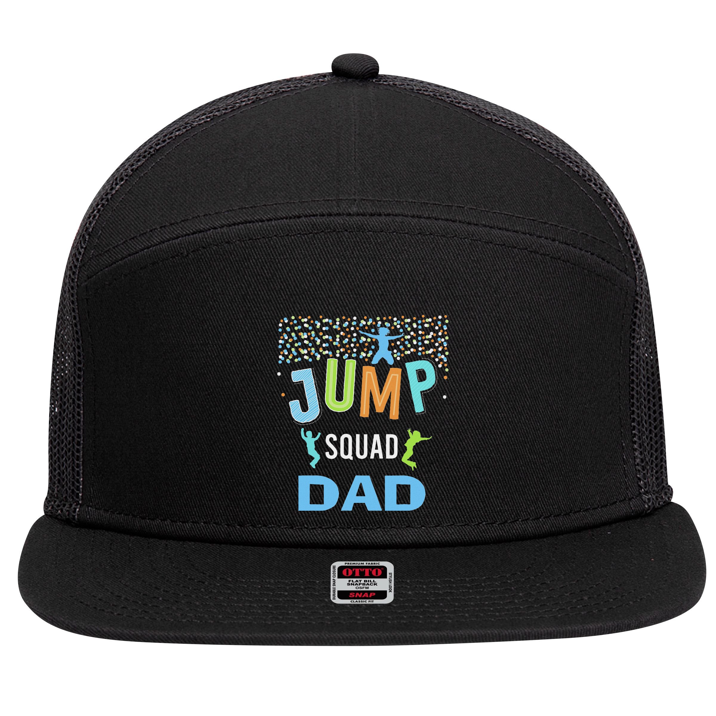 Dad Daddy Jump Squad Birthday Boy Trampoline Jumper Bday 7 Panel Mesh Trucker Snapback Hat