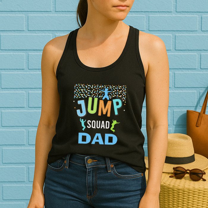 Dad Daddy Jump Squad Birthday Boy Trampoline Jumper Bday Womens Tank Top