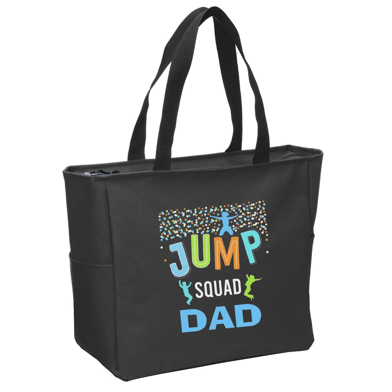 Dad Daddy Jump Squad Birthday Boy Trampoline Jumper Bday Zip Tote Bag
