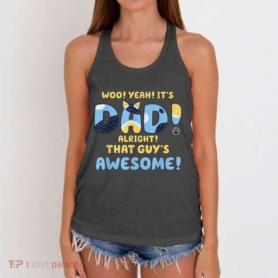 Dog Dad Joke ItS Dad Alright That Guys Awesome Fathers Day Women's Knotted Racerback Tank