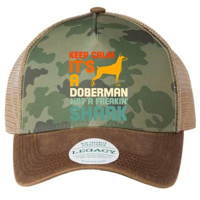 Doberman Dog Keep Calm ItS A Doberman Not A Shark Legacy Tie Dye Trucker Hat