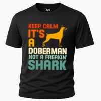 Doberman Dog Keep Calm ItS A Doberman Not A Shark Performance Shirt