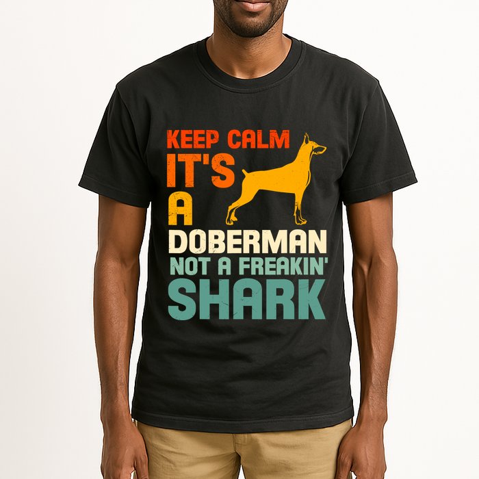 Doberman Dog Keep Calm ItS A Doberman Not A Shark Tall T-Shirt
