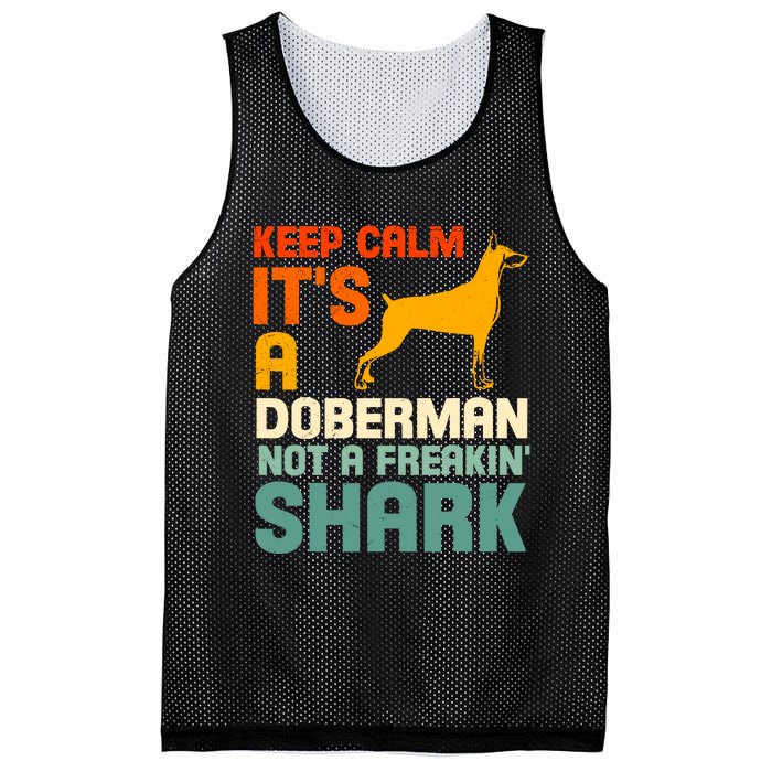 Doberman Dog Keep Calm ItS A Doberman Not A Shark Mesh Reversible Basketball Jersey Tank