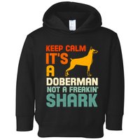Doberman Dog Keep Calm ItS A Doberman Not A Shark Toddler Hoodie