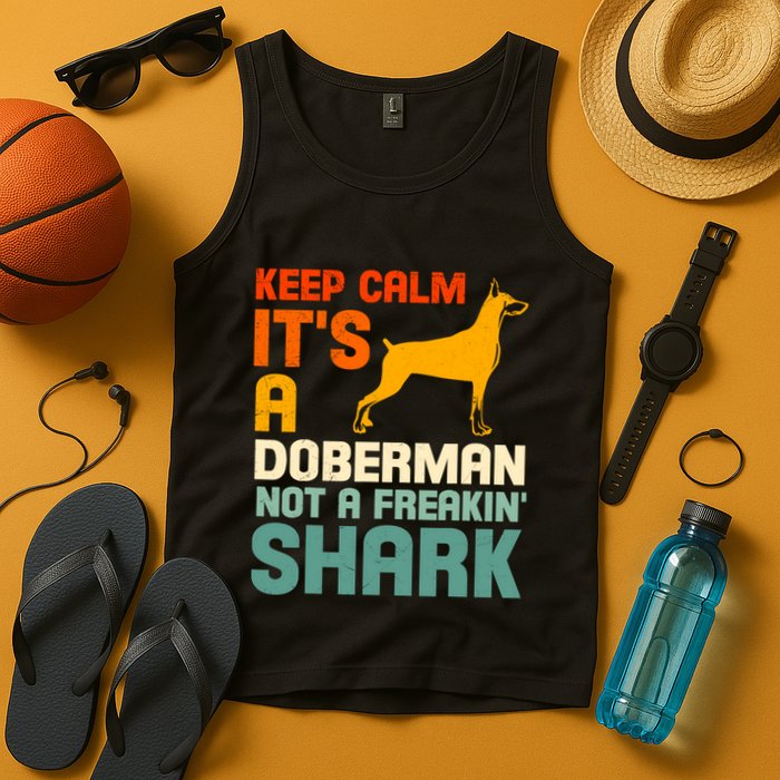 Doberman Dog Keep Calm ItS A Doberman Not A Shark Tank Top