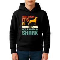 Doberman Dog Keep Calm ItS A Doberman Not A Shark Kids Hoodie