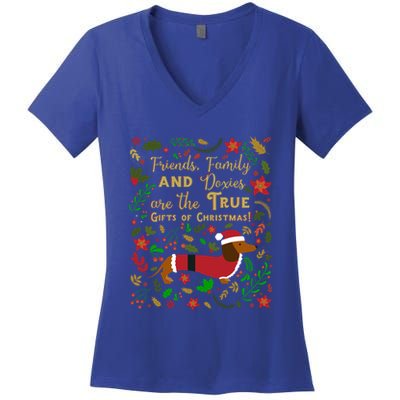 Dachshund Dog Lover Christmas Ugly Sweater Xmas Gift Women's V-Neck T-Shirt