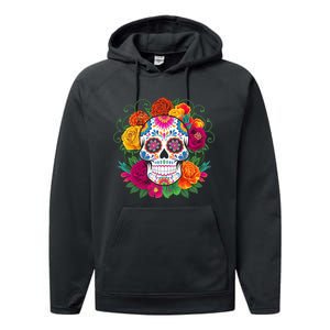 Dia De Los Muertos Costume Day Of The Dead Sugar Skull Performance Fleece Hoodie