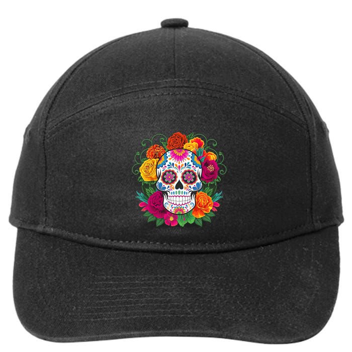 Dia De Los Muertos Costume Day Of The Dead Sugar Skull 7-Panel Snapback Hat