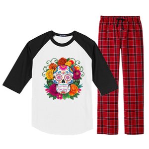 Dia De Los Muertos Costume Day Of The Dead Sugar Skull Raglan Sleeve Pajama Set