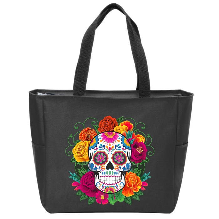 Dia De Los Muertos Costume Day Of The Dead Sugar Skull Zip Tote Bag