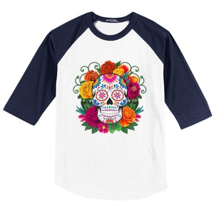 Dia De Los Muertos Costume Day Of The Dead Sugar Skull Baseball Sleeve Shirt