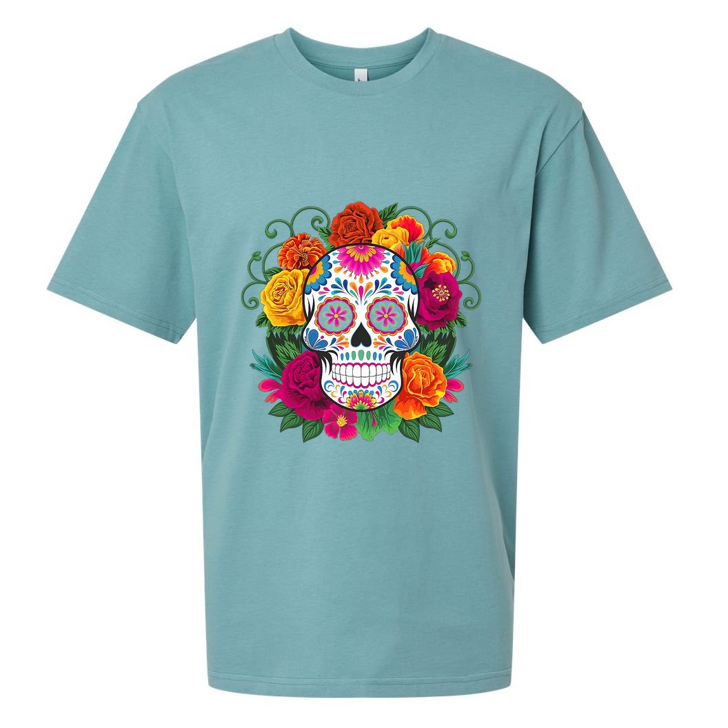 Dia De Los Muertos Costume Day Of The Dead Sugar Skull Sueded Cloud Jersey T-Shirt