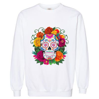 Dia De Los Muertos Costume Day Of The Dead Sugar Skull Garment-Dyed Sweatshirt