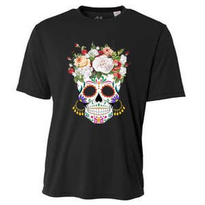 Dia De Los Muertos Day Of Dead Sugar Skull Costume Halloween Cooling Performance Crew T-Shirt