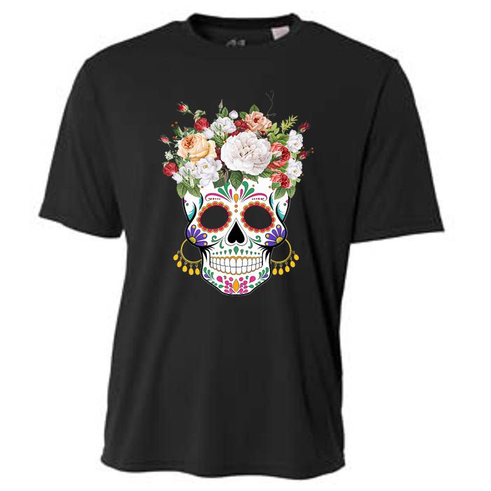 Dia De Los Muertos Day Of Dead Sugar Skull Costume Halloween Cooling Performance Crew T-Shirt