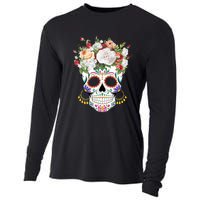 Dia De Los Muertos Day Of Dead Sugar Skull Costume Halloween Cooling Performance Long Sleeve Crew