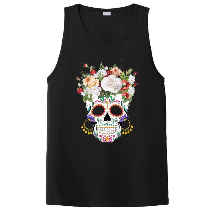 Dia De Los Muertos Day Of Dead Sugar Skull Costume Halloween PosiCharge Competitor Tank