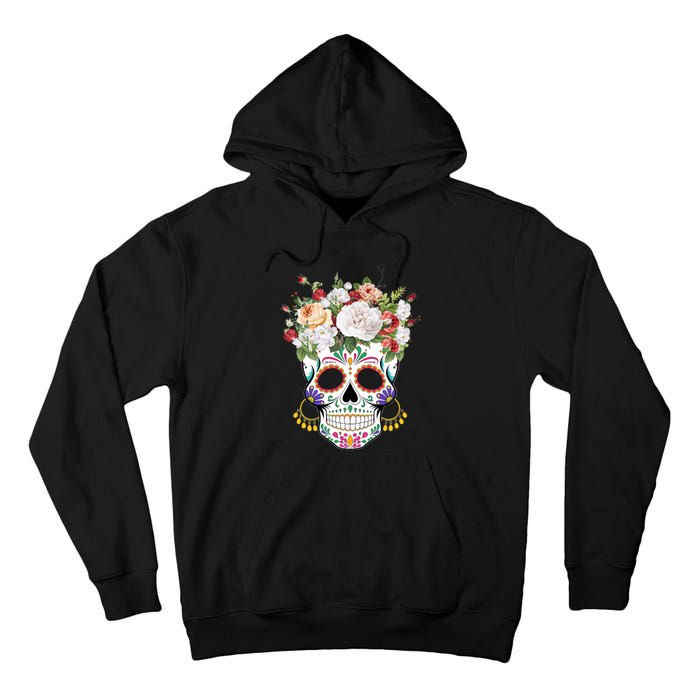 Dia De Los Muertos Day Of Dead Sugar Skull Costume Halloween Tall Hoodie