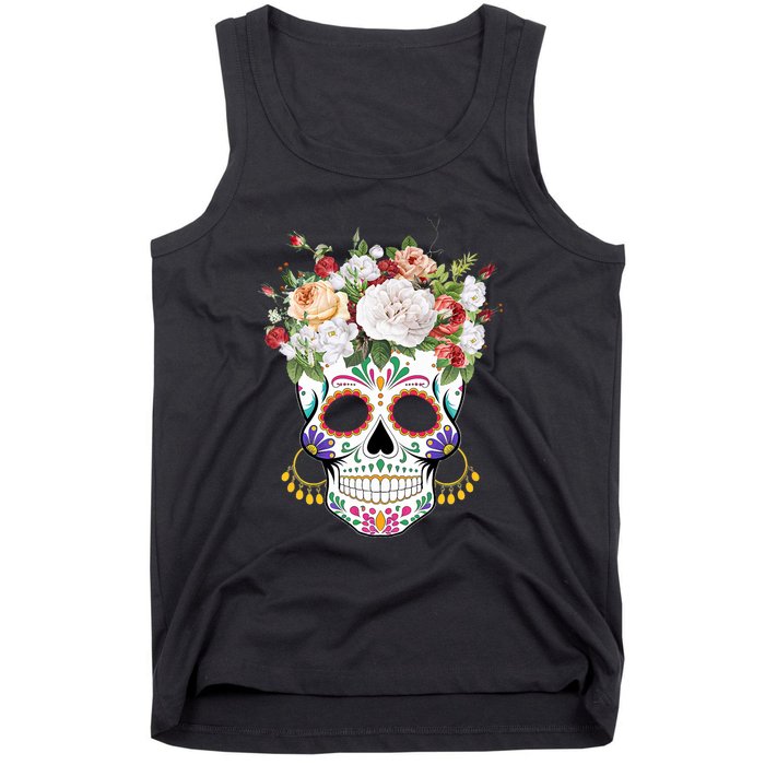 Dia De Los Muertos Day Of Dead Sugar Skull Costume Halloween Tank Top