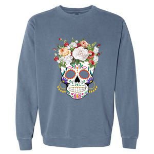 Dia De Los Muertos Day Of Dead Sugar Skull Costume Halloween Garment-Dyed Sweatshirt