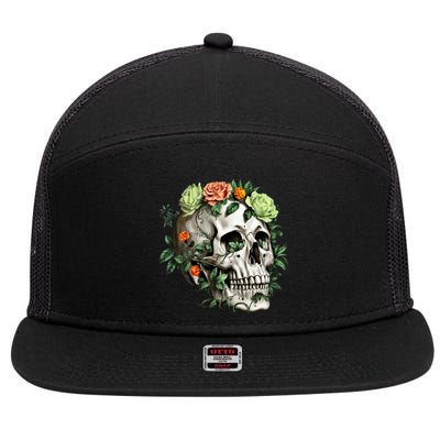 Dia De Los Muertos Costume Day Of The Dead Sugar Skull 7 Panel Mesh Trucker Snapback Hat