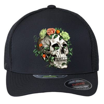 Dia De Los Muertos Costume Day Of The Dead Sugar Skull Flexfit Unipanel Trucker Cap