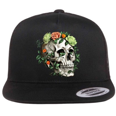 Dia De Los Muertos Costume Day Of The Dead Sugar Skull Flat Bill Trucker Hat