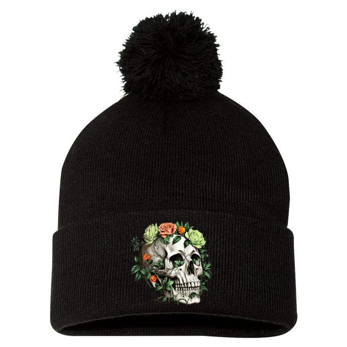 Dia De Los Muertos Costume Day Of The Dead Sugar Skull Pom Pom 12in Knit Beanie