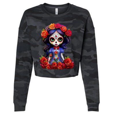 Dia De Los Muertos La Catrina Day Of The Dead Cropped Pullover Crew