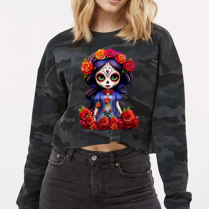 Dia De Los Muertos La Catrina Day Of The Dead Cropped Pullover Crew