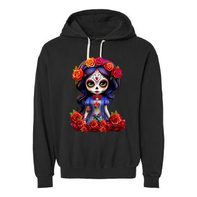 Dia De Los Muertos La Catrina Day Of The Dead Garment-Dyed Fleece Hoodie