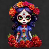 Dia De Los Muertos La Catrina Day Of The Dead 7 Panel Mesh Trucker Snapback Hat
