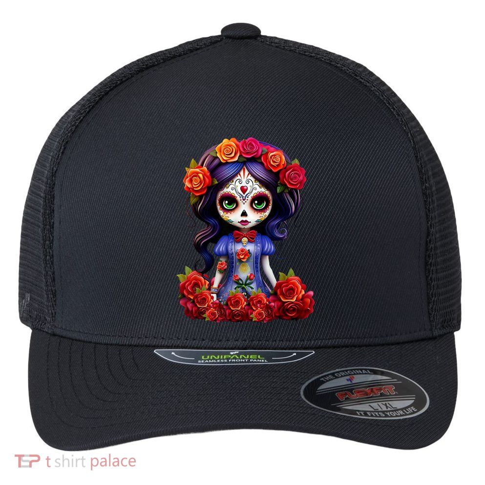 Dia De Los Muertos La Catrina Day Of The Dead Flexfit Unipanel Trucker Cap