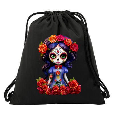 Dia De Los Muertos La Catrina Day Of The Dead Drawstring Bag