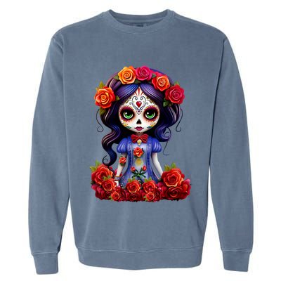 Dia De Los Muertos La Catrina Day Of The Dead Garment-Dyed Sweatshirt