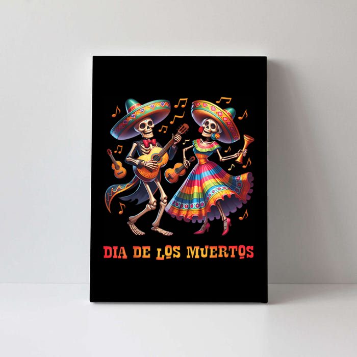 Dia De Los Muertos Dancing Skeletons Guitar Day Of The Dead Canvas