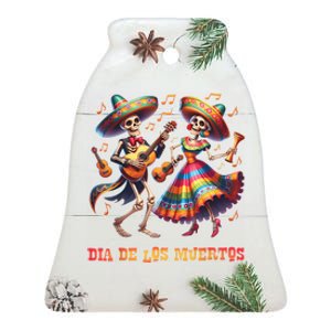 Dia De Los Muertos Dancing Skeletons Guitar Day Of The Dead Ceramic Bell Ornament