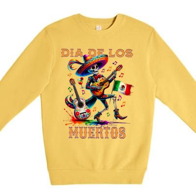 Dia De Los Muertos Skeleton Play Guitar Day Of The Dead Premium Crewneck Sweatshirt